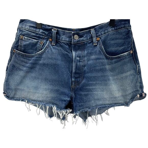 Levi's 501 White Cone Oak Redline Selvedge Cut Off 2.5” Shorts Women’s Size 30 - Picture 1 of 7